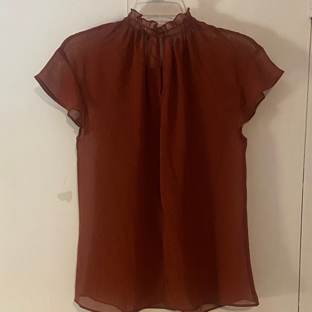 Express Rust Blouse with Ruffle Neck - Picture 4 of 4